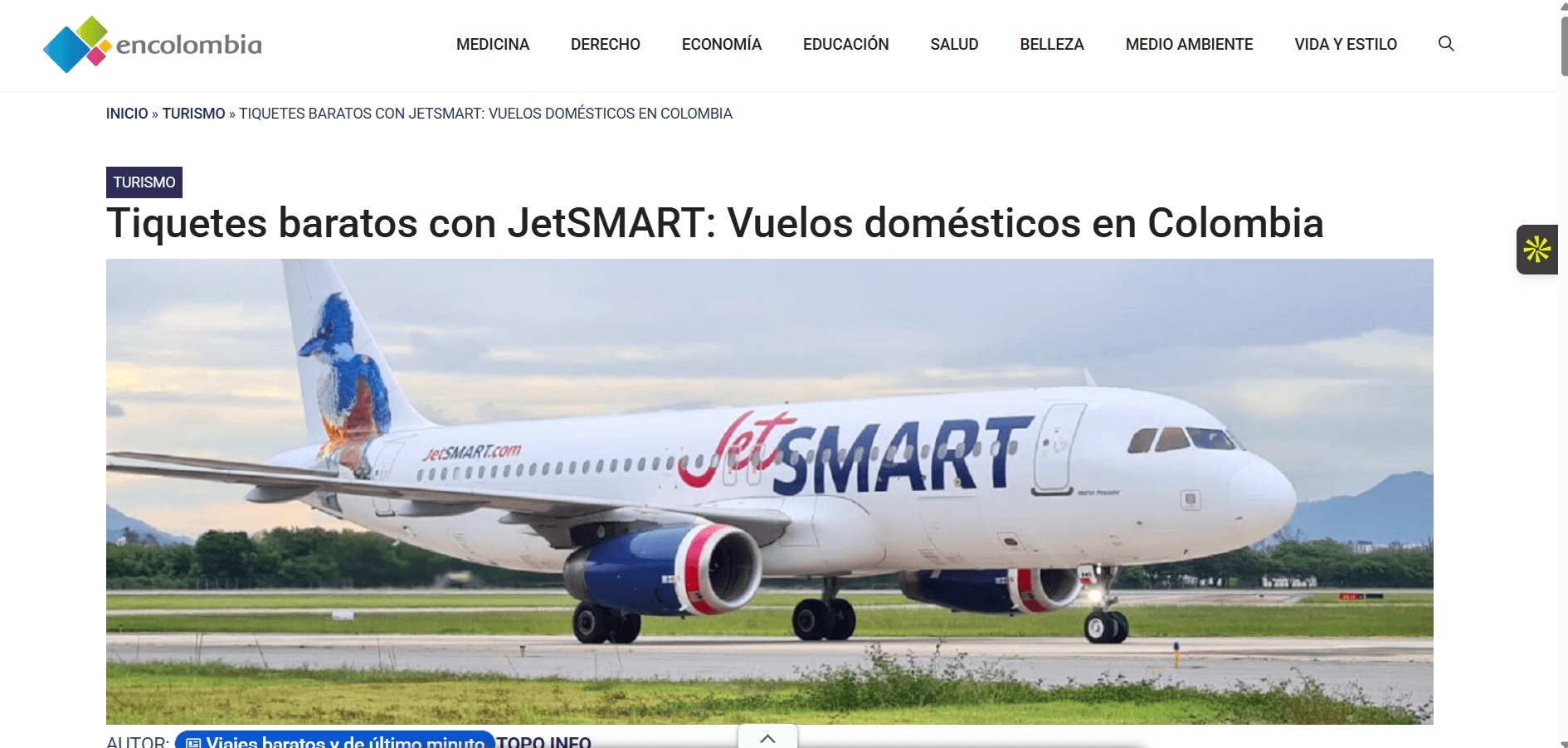 Nota de prensa de JetSMART en EnColombia