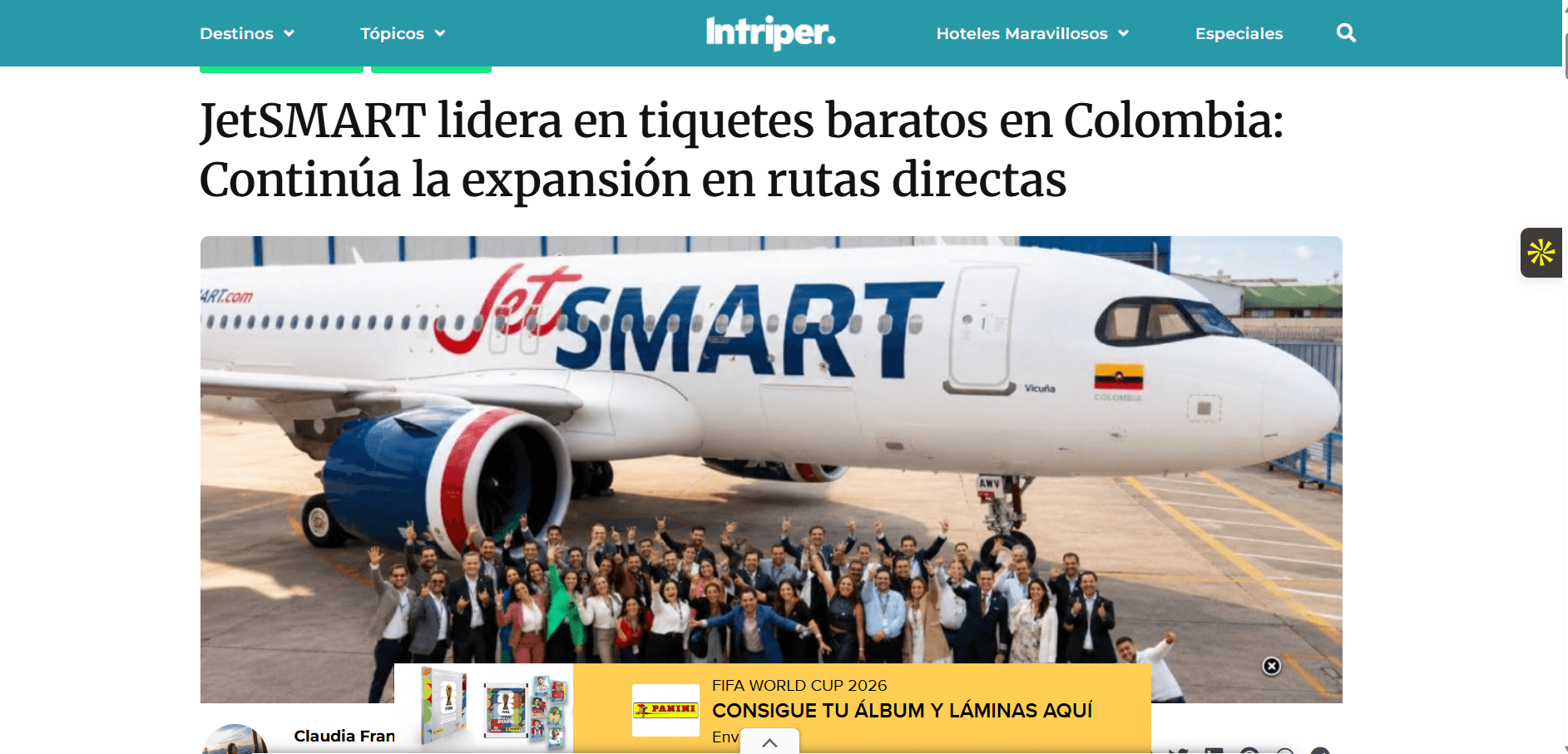 Nota de prensa de JetSMART en Intriper
